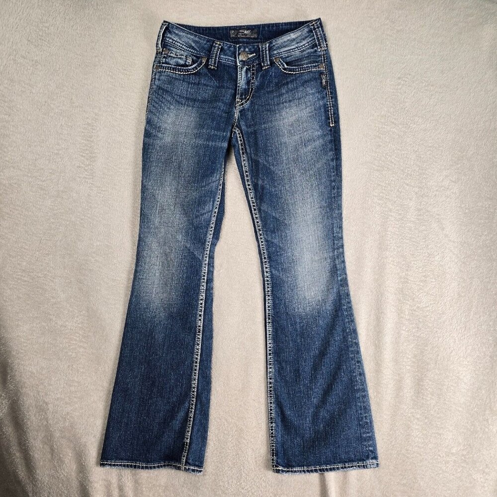 Silver Jeans Womens 28x32 Suki Surplus Boot Cut Faded Distressed Flap Pockets